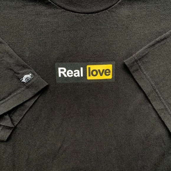 REAL LOVE PORN HUB STYLE BLACK & YELLOW JERSEY T-SHIRT - Picture 2 of 2